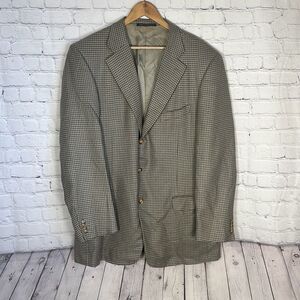 Ermenegildo Zegna Brown Checkered Blazer — 46R
